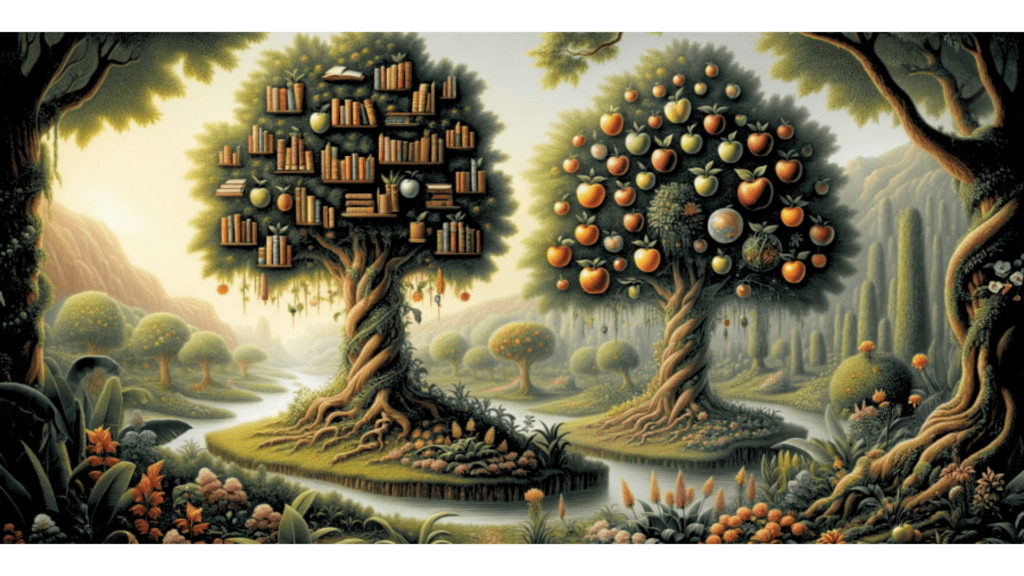 Tree of Knowledge and the Tree of Life in the Garden of Eden
